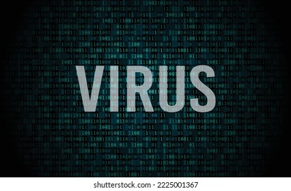 Virus attack alert with digital binary code background.