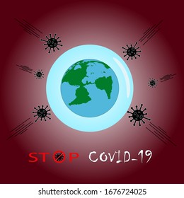 virus attack around the world.covid-19 corona virus infect protection concept for infection control.The crowd of corona coved-19 attack to the planet and spread around the world, 