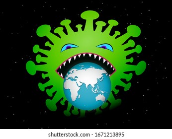 Virus attack and eatting our world, vector art