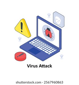 Virus Attack isometric Colored illustration. EPS File stock illustration