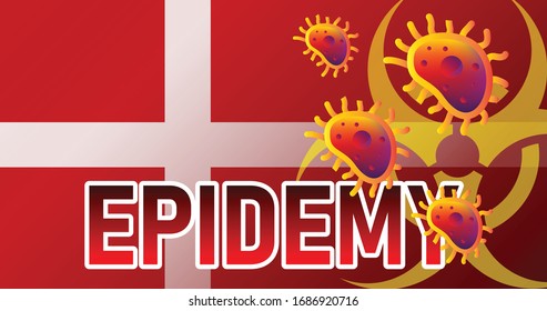 Virus attack on Denmark  viruses or bacteria danger, medical industry problems concept