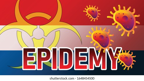 Virus attack on Netherlands  viruses or bacteria threat, medical industry concept