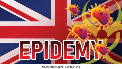 Virus attack on United Kingdom (UK)  viruses or bacteria threat, medical industry concept