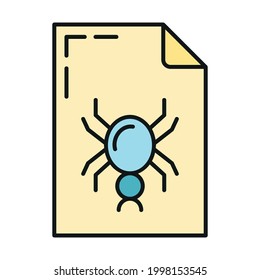 Virus attack online database computer technology icon, remote data storage, protect information outline flat vector illustration, isolated on white. Concept modern web server tool cloud security.