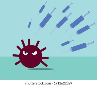 Virus attacked by multitude of syringes