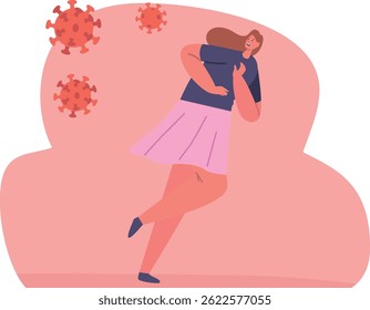 Virus attacking woman vector illustration