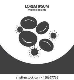 Virus attacks the blood cell icon on the background