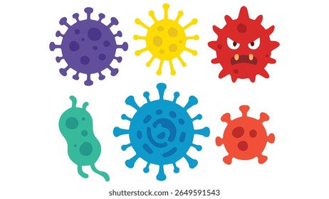 Ilustração de Vírus, Bactérias e Antivírus Ameaças Microbianas e Conceito de Proteção Protetora para Imunidade, Segurança em Saúde e Germes de Conscientização de Defesa Médica