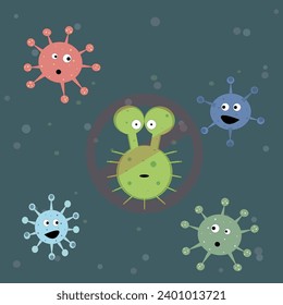 virus bacteria in cartoon style