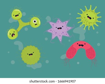 Carácter de ilustración de la bacteria de virus Corona Bundle