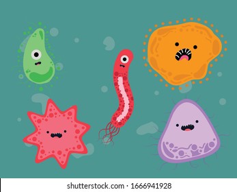 Carácter de ilustración de la bacteria de virus Corona Bundle