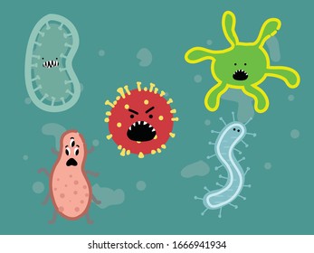 Virus Bacteria Corona Bundle Illustration Character