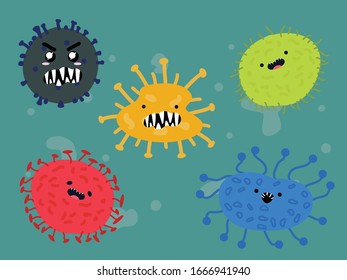 Virus Bacteria Corona Bundle Illustration Character