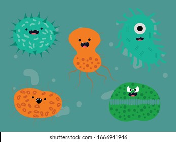 Carácter de ilustración de la bacteria de virus Corona Bundle