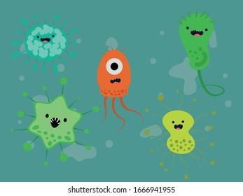 Virus Bacteria Corona Bundle Illustration Character