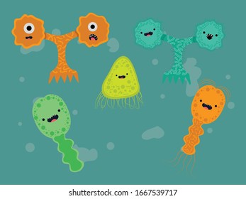 Carácter de ilustración de la bacteria de virus Corona Bundle