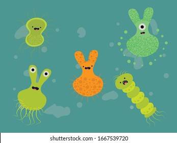 Carácter de ilustración de la bacteria de virus Corona Bundle