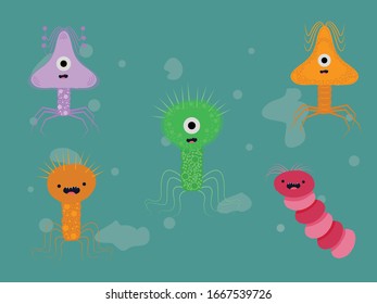 Virus Bacteria Corona Bundle Illustration Character