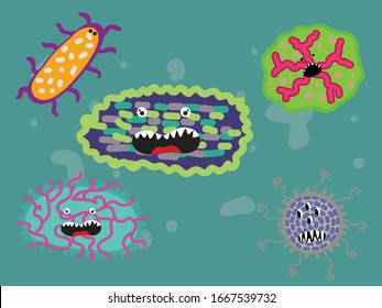 Virus Bacteria Corona Bundle Illustration Character