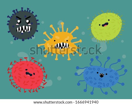 Virus Bacteria Corona Bundle Illustration Character