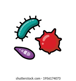 Virus o bacterias en forma de dibujo vector aislado. en un estilo sencillo y moderno, aislado en un fondo blanco. Símbolo de diseño de sitio web, logotipo, aplicación, interfaz de usuario. Ilustración del vector, EPS