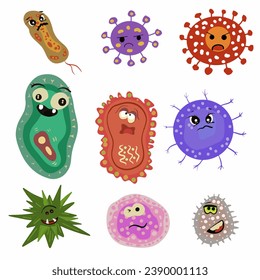 Virus, bacteria, germs, microbe, virus, microorganism, vector illustration