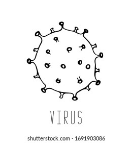 Virus oder Bakterien handgezeichnet doodle Symbol. Coronavirus-Symbol. Einfache Cartoon einzelne Illustration. Vektorillustration