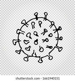 Virus and bacteria hand drawn icon. Simple black doodle illustration. Isolated on white. Vector