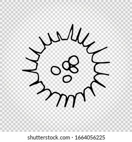 Virus and bacteria hand drawn icon. Simple black doodle illustration. Vector