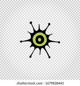 Virus and bacteria hand drawn icon. Simple colored green doodle illustration. Isolated on transparent. Vector