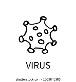 Virus or bacteria hand drawn icon. Coronavirus symbol. Simple doodle isolated illustration. Vector
