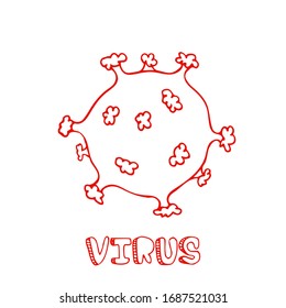 Virus or bacteria hand drawn icon. Coronavirus symbol. Simple doodle isolated illustration. Vector