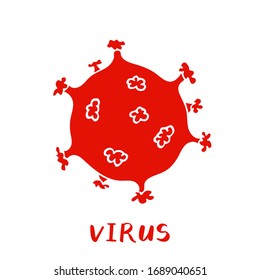 Virus or bacteria hand drawn icon. Coronavirus symbol. Simple doodle isolated illustration. Vector