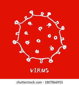 Virus or bacteria hand drawn icon. Coronavirus symbol. Simple doodle isolated illustration. Vector