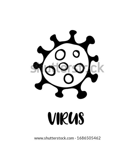 Virus or bacteria hand drawn icon. Coronavirus symbol. Simple doodle isolated illustration. Vector