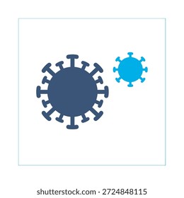 Icono de virus bacteria diseño de Vector plano azul microbio símbolo de célula enfermedad infección enfermedad de la gripe elemento gráfico signo
