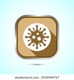 Virus, bacteria icon design illustration. Microbe bacteria sign. Gold Shadow Button Design
