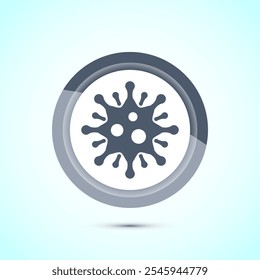 Virus, bacteria icon design illustration. Microbe bacteria sign. Gray Color Button Design