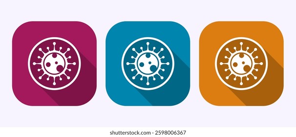 Virus, bacteria icon design illustration. Microbe bacteria sign. Virus icon in shadow button design