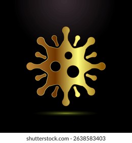 Virus, bacteria icon design illustration. Microbe bacteria sign symbol in gold color style