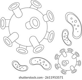 Virus and bacteria icon - outline vector illustration
