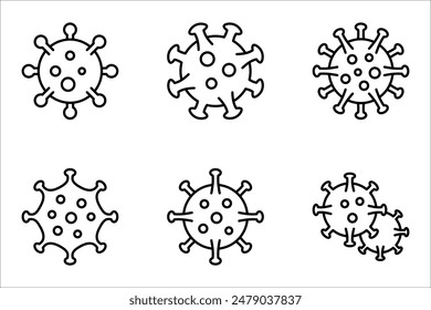 Viren- und Bakteriensymbolsatz. Vektorillustration Design Vorlage auf weißem Hintergrund