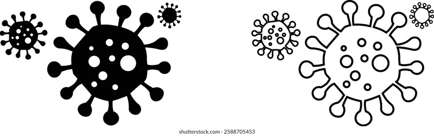 Virus and bacteria icon set. Vector collection isolated poster for healthcare education. Pathogenic bacteria viruses and microbes. Disease-causing Colorful bacterium type microorganism infection.