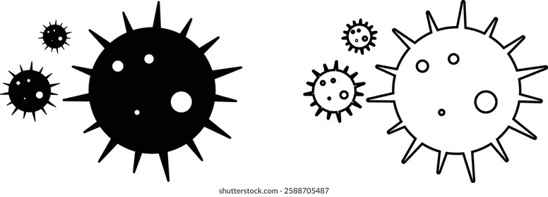 Virus and bacteria icon set. Vector collection isolated poster for healthcare education. Pathogenic bacteria viruses and microbes. Disease-causing Colorful bacterium type microorganism infection.