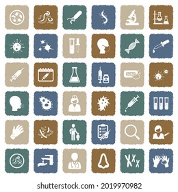 Virus And Bacteria Icons. Grunge Color Flat Design. Vector Illustration.
