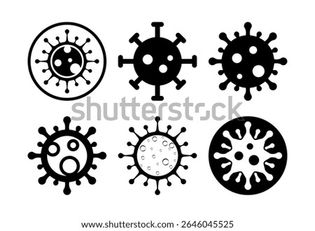 Virus, bacteria icons set design. Microbe bacteria sign black on white background