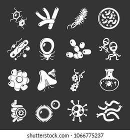 Virus bacteria icons set vector white isolated on grey background 