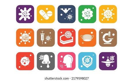 Iconos de virus y bacterias. Ilustración del vector