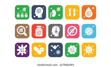 Iconos de virus y bacterias. Ilustraciones vectoriales