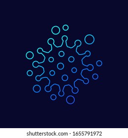 Virus, bacteria, immune system and virology line icon